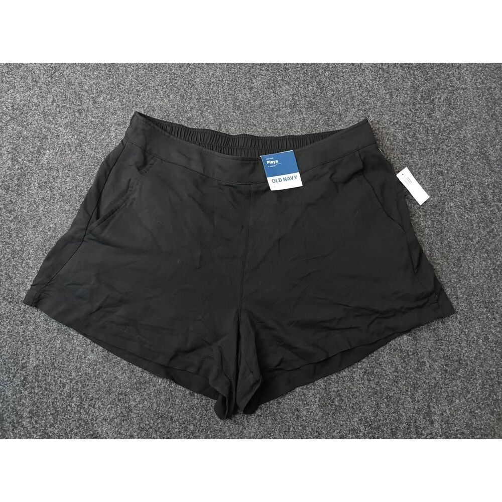 Old Navy High-Rise Playa 4" Inseam Shorts Black Size L